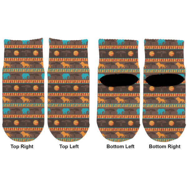 African Lions & Elephants Toddler Ankle Socks - Double Pair - Front and Back - Apvl