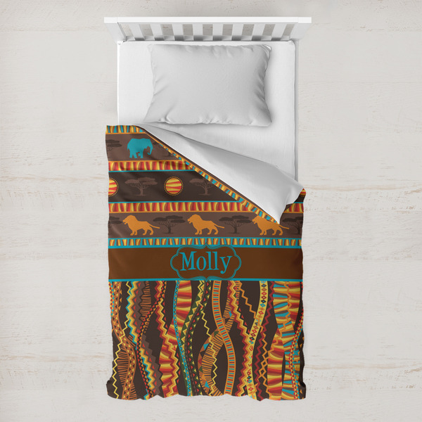 Custom African Lions & Elephants Toddler Duvet Cover w/ Name or Text