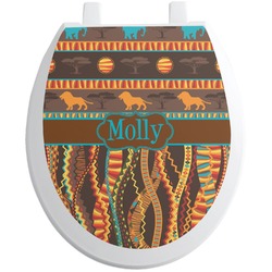 African Lions & Elephants Toilet Seat Decal (Personalized)
