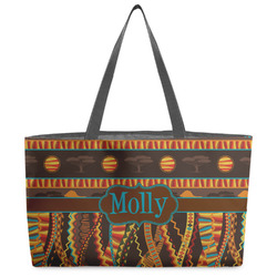 African Lions & Elephants Beach Totes Bag - w/ Black Handles (Personalized)