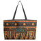 African Lions & Elephants Tote w/Black Handles - Front View