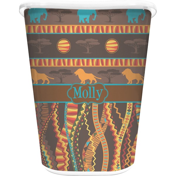 Custom African Lions & Elephants Waste Basket (Personalized)