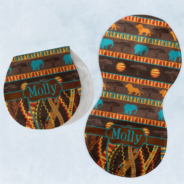 African Lions & Elephants Two Peanut Shaped Burps - Open and Folded