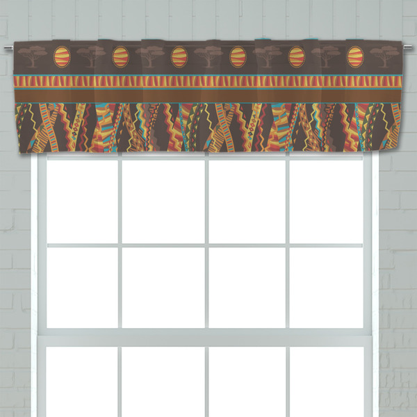 African Lions & Elephants Valance - Closeup on window