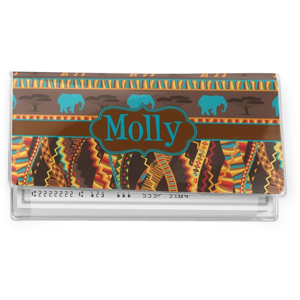 Custom African Lions & Elephants Vinyl Checkbook Cover (Personalized)