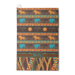 African Lions & Elephants Waffle Weave Golf Towel (Personalized)