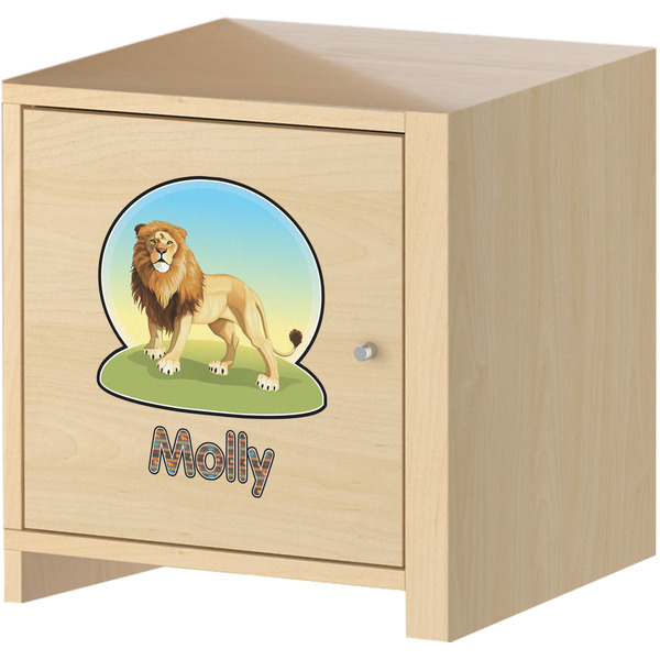 African Lions & Elephants Wall Graphic on Wooden Cabinet