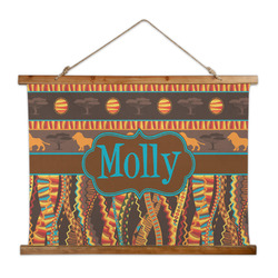 African Lions & Elephants Wall Hanging Tapestry - Wide (Personalized)