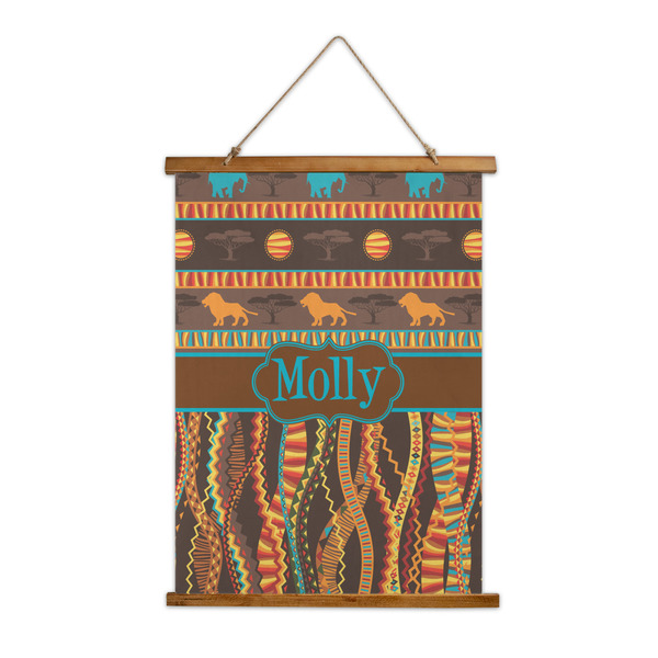 Custom African Lions & Elephants Wall Hanging Tapestry - Tall (Personalized)