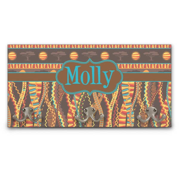 Custom African Lions & Elephants Wall Mounted Coat Rack (Personalized)