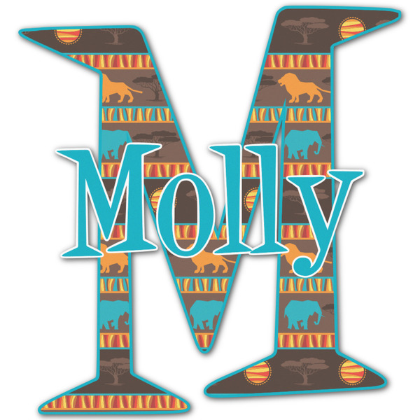 Custom African Lions & Elephants Name & Initial Decal - Up to 9"x9" (Personalized)