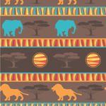 African Lions & Elephants Wallpaper & Surface Covering (Water Activated 24"x 24" Sample)