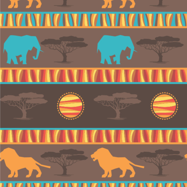 Custom African Lions & Elephants Wallpaper & Surface Covering (Water Activated 24"x 24" Sample)