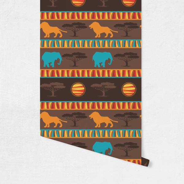 African Lions & Elephants Wallpaper on Wall