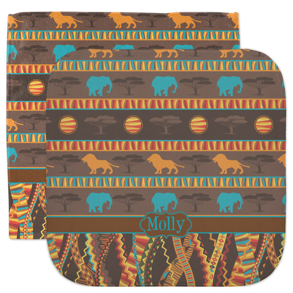 Custom African Lions & Elephants Facecloth / Wash Cloth (Personalized)