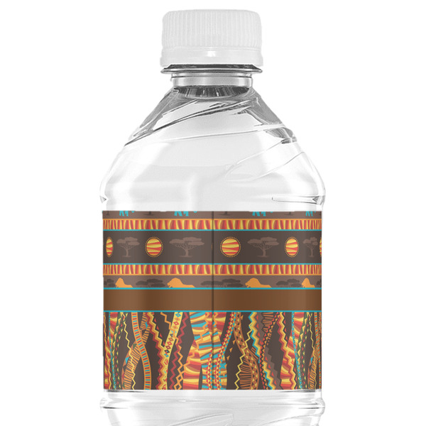 African Lions & Elephants Water Bottle Label - Back View
