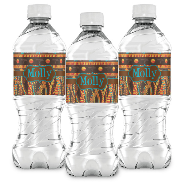 African Lions & Elephants Water Bottle Labels - Front View