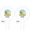 African Lions & Elephants White Plastic 4" Food Pick - Round - Double Sided - Front & Back