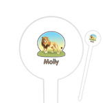 African Lions & Elephants Cocktail Picks - Round Plastic (Personalized)