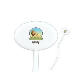 African Lions & Elephants Oval Plastic Stir Sticks (Personalized)