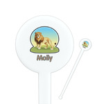 African Lions & Elephants 7" Round Plastic Stir Sticks - White - Single Sided (Personalized)