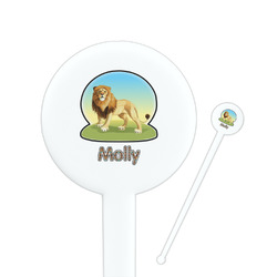 African Lions & Elephants 7" Round Plastic Stir Sticks - White - Double Sided (Personalized)