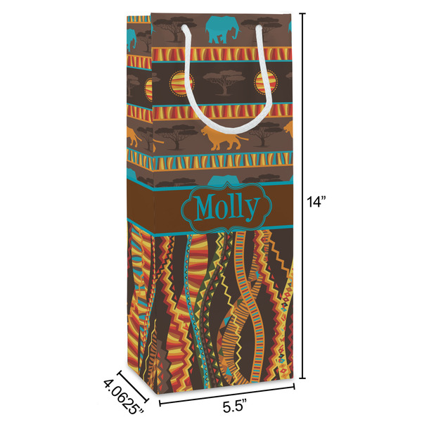 African Lions & Elephants Wine Gift Bag - Dimensions