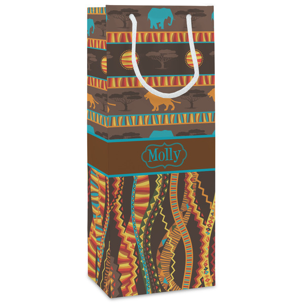 Custom African Lions & Elephants Wine Gift Bags - Matte (Personalized)