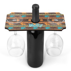 African Lions & Elephants Wine Bottle & Glass Holder (Personalized)
