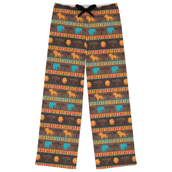 Custom African Lions & Elephants Womens Pajama Pants - XL