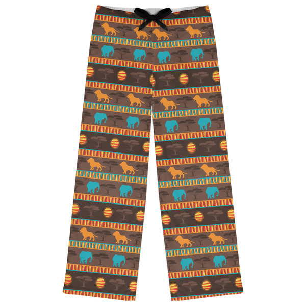 Custom African Lions & Elephants Womens Pajama Pants - L