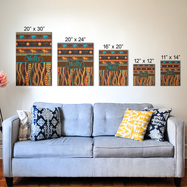 African Lions & Elephants Wood Prints - Size Comparison
