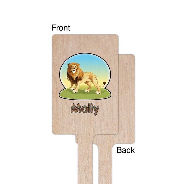 African Lions & Elephants Wooden 6.25" Stir Stick - Rectangular - Single - Front & Back