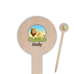African Lions & Elephants Round Wooden Food Picks (Personalized)
