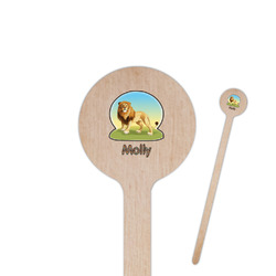 African Lions & Elephants 7.5" Round Wooden Stir Sticks - Single Sided (Personalized)