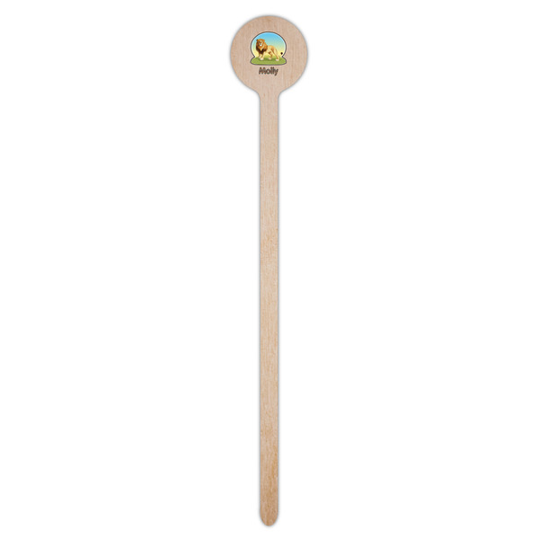 African Lions & Elephants Wooden 7.5" Stir Stick - Round - Single Stick