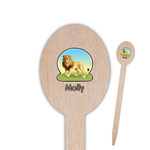 African Lions & Elephants Oval Wooden Food Picks - Single Sided (Personalized)