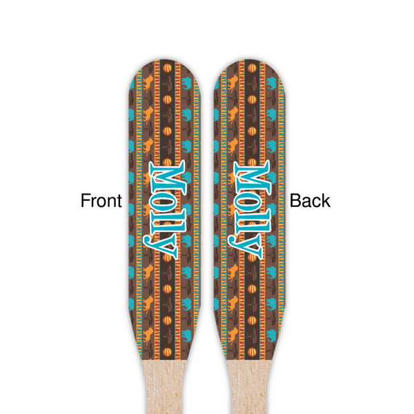 African Lions & Elephants Wooden Food Pick - Paddle - Double Sided - Front & Back