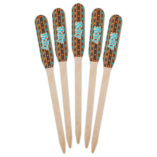 African Lions & Elephants Wooden Food Pick - Paddle - Fan View