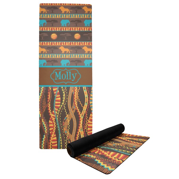Custom African Lions & Elephants Yoga Mat (Personalized)