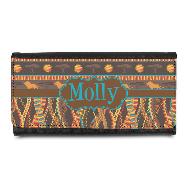 Custom African Lions & Elephants Leatherette Ladies Wallet (Personalized)