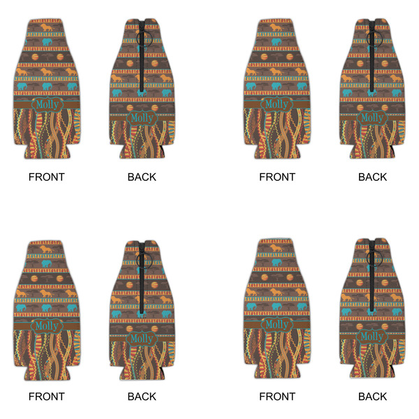 African Lions & Elephants Zipper Bottle Cooler - Set of 4 - APPROVAL