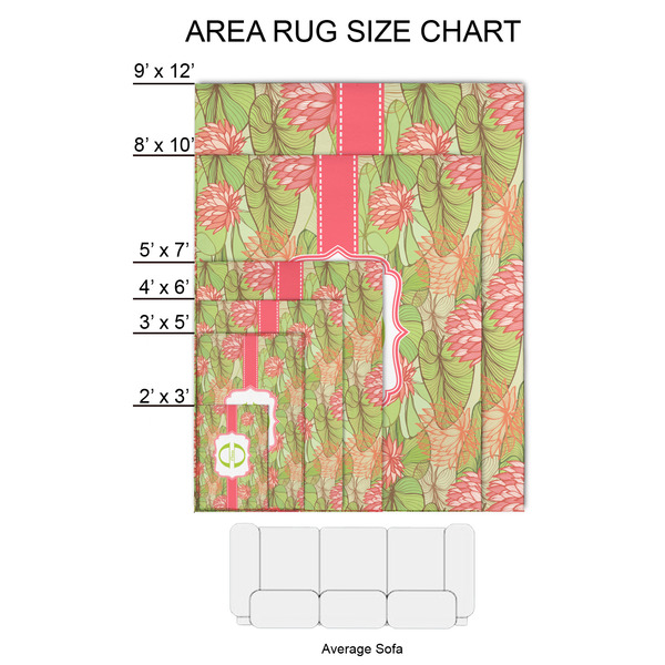 Lily Pads 2'x3' Indoor Area Rugs - Size Chart