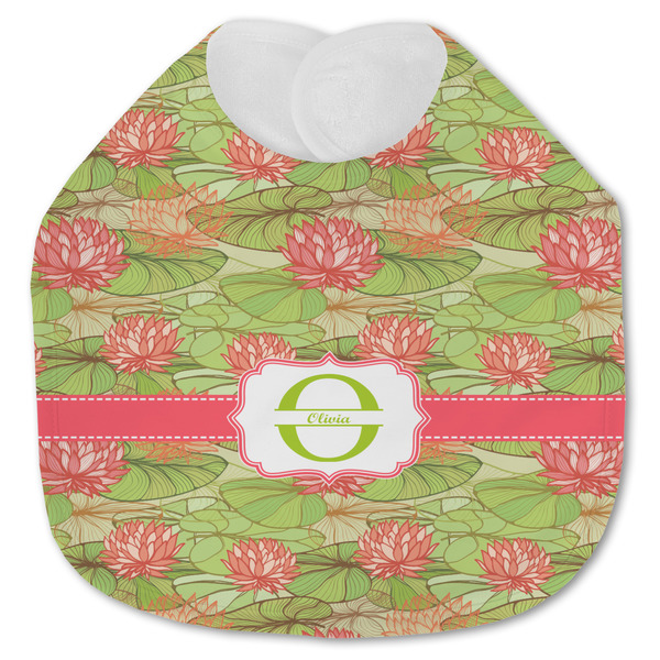 Custom Lily Pads Jersey Knit Baby Bib w/ Name and Initial