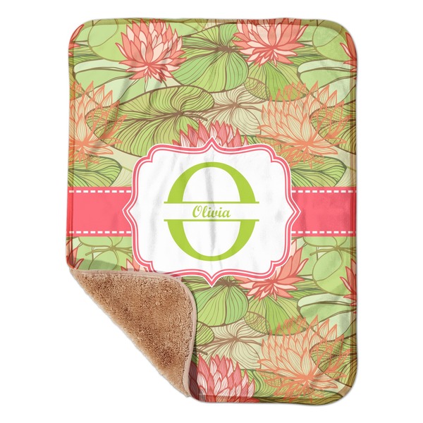Custom Lily Pads Sherpa Baby Blanket - 30" x 40" w/ Name and Initial