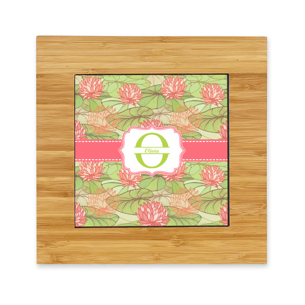 Custom Lily Pads Bamboo Trivet with Ceramic Tile Insert (Personalized)