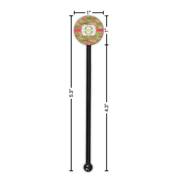 Lily Pads Black Plastic 5.5" Stir Stick - Round - Dimensions