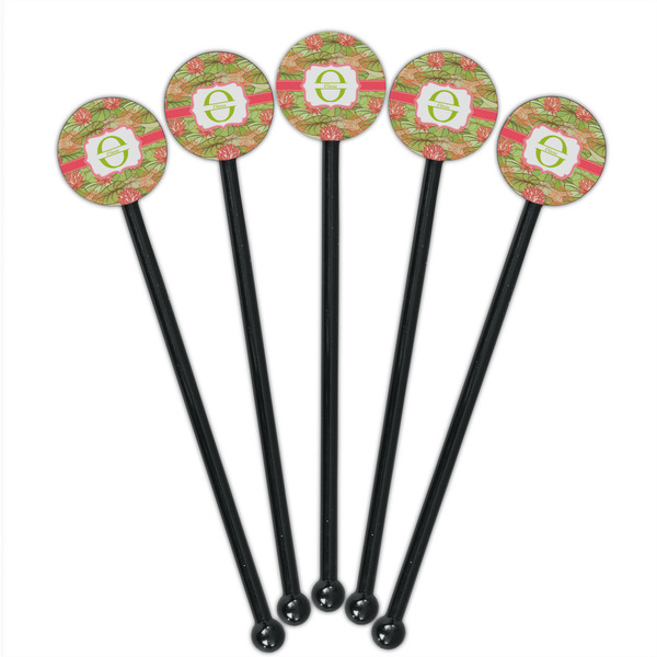 Lily Pads Black Plastic 5.5" Stir Stick - Round - Fan View
