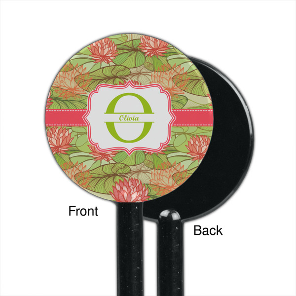 Lily Pads Black Plastic 5.5" Stir Stick - Single Sided - Round - Front & Back