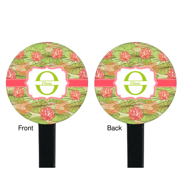 Lily Pads Black Plastic 7" Stir Stick - Double Sided - Round - Front & Back